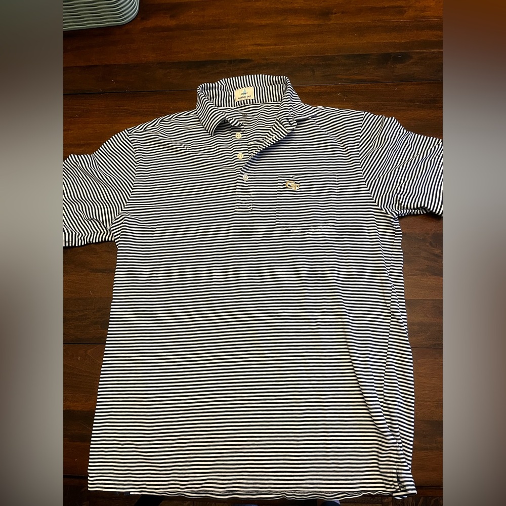 Georgia Tech logo Navy and White Striped Polo Shirt